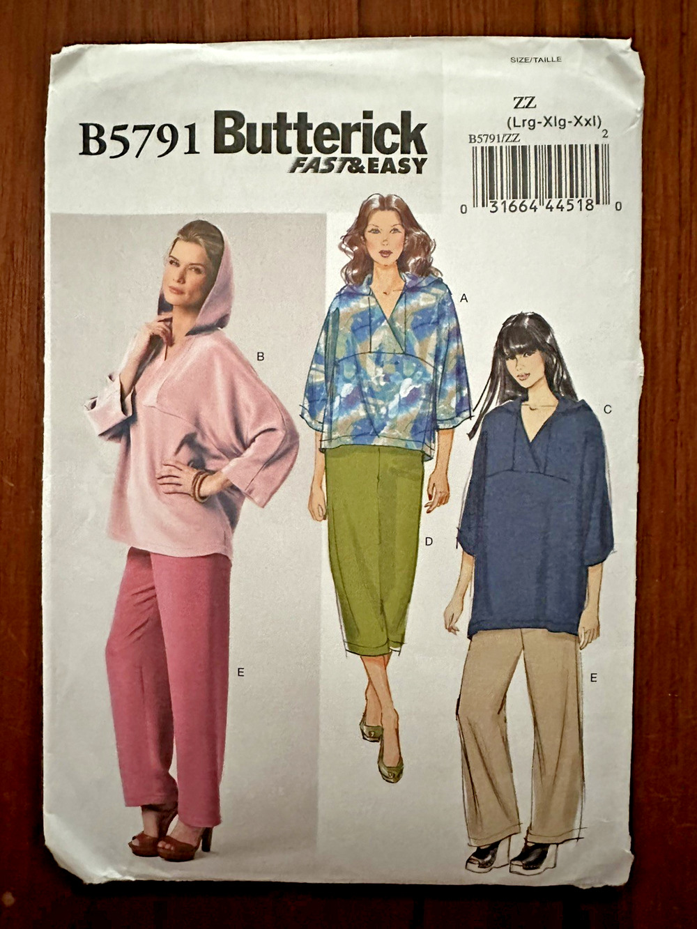 UNCUT Butterick Misses' Top,Tunic,Pants Pattern B5791 Size L-XXL